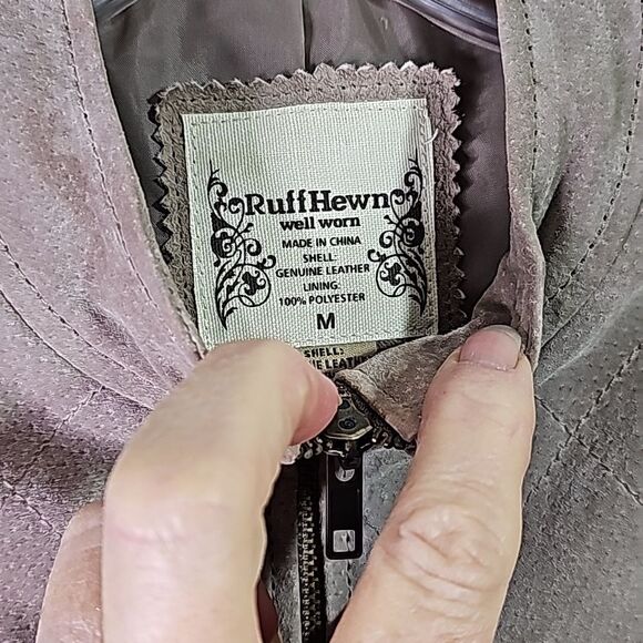 Suede Jacket by Ruff Hewn Gray Size Medium 2 Front Slit Pockets Zip Closure - Picture 3 of 6